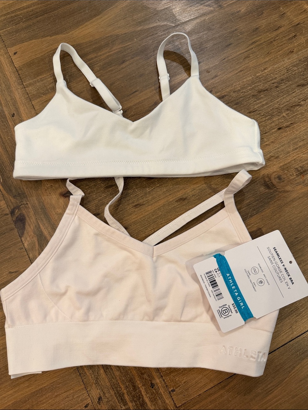 Athleta Bralette Duo in White and Blush